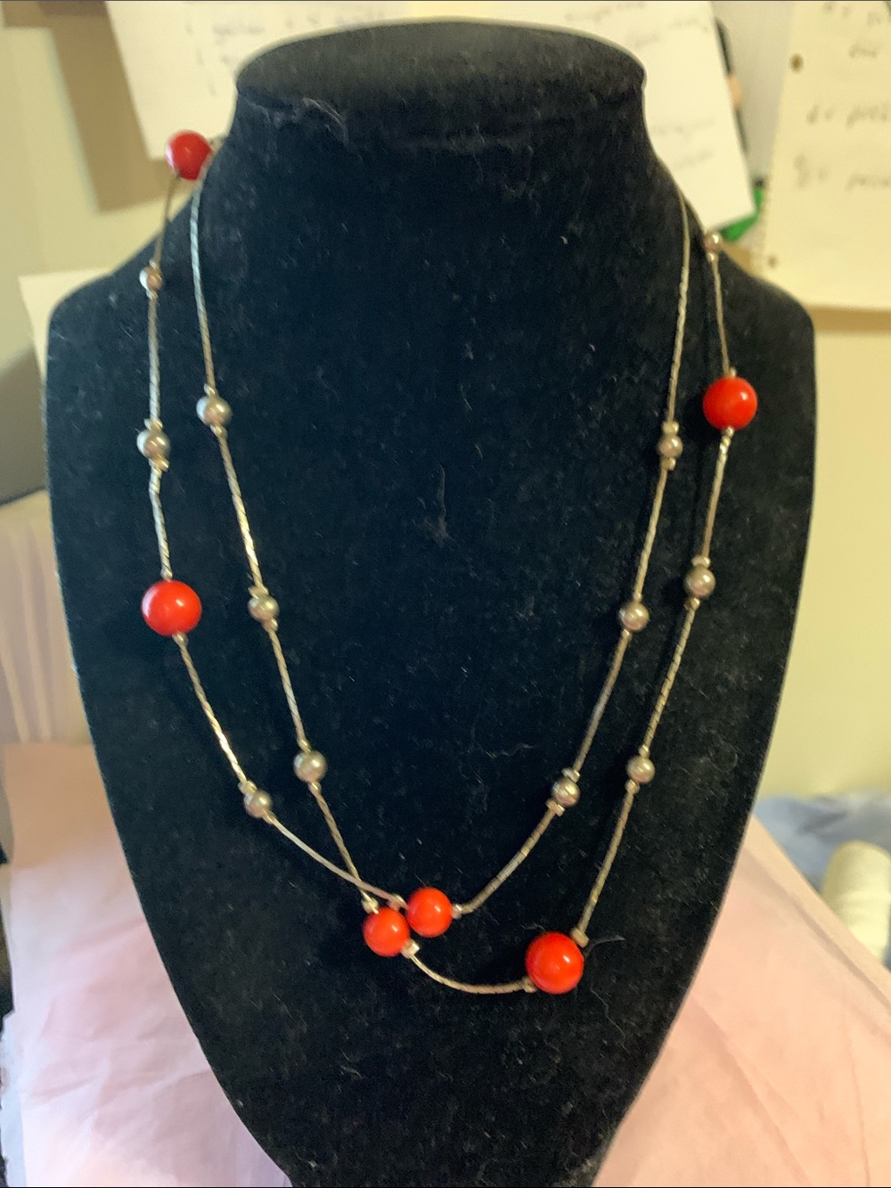 Red Beaded Layered Necklace - Women Jewelry